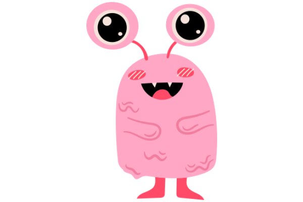 A Whimsical Pink Alien with Big Eyes and a Smile