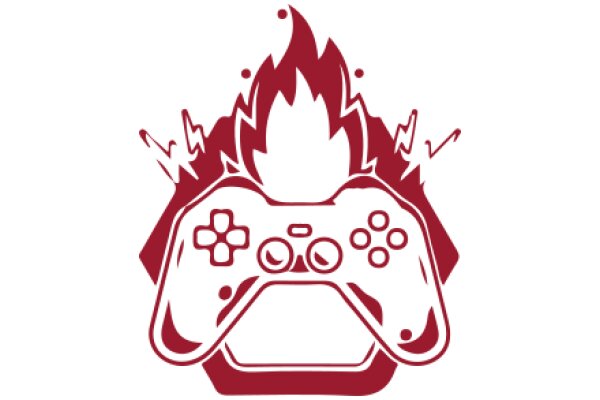 A Red and White Gaming Controller with a Flaming Design