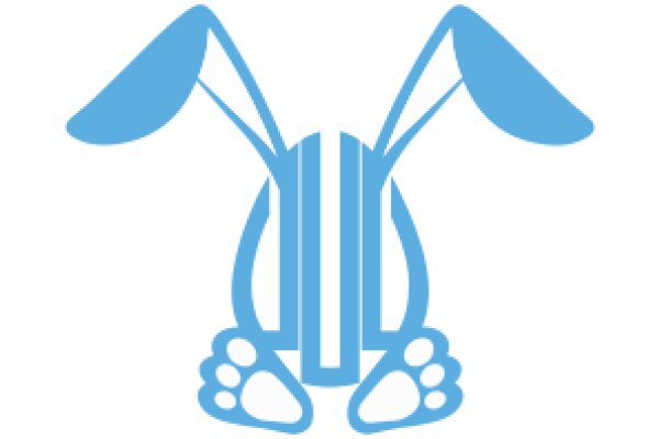 Stylized Blue Bunny Icon with Ears and Paws