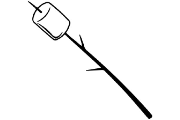 A Simple Line Drawing of a Marshmallow on a Stick