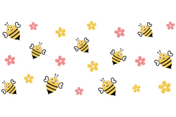 A Whimsical Pattern of Bees and Flowers