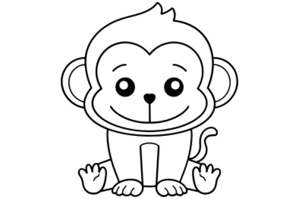 A Friendly Monkey Character: A Line Drawing