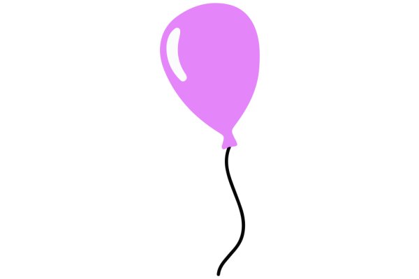 A Simple Illustration of a Pink Balloon with a Long Stem