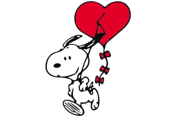 A Playful Illustration of a Snoopy-Inspired Dog with a Broken Heart