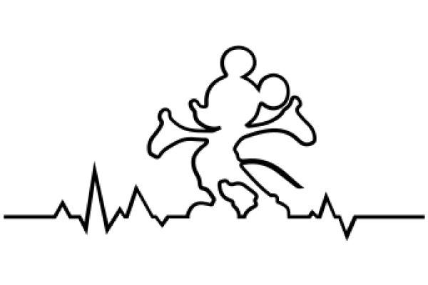 Simplistic Line Drawing of a Character with a Heartbeat Line