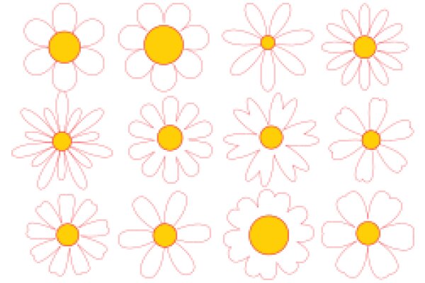 A Collection of Nine Vibrant Daisy Drawings