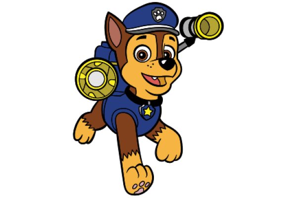 A Playful Adventure: The Blue Police Dog and His Yellow Camera