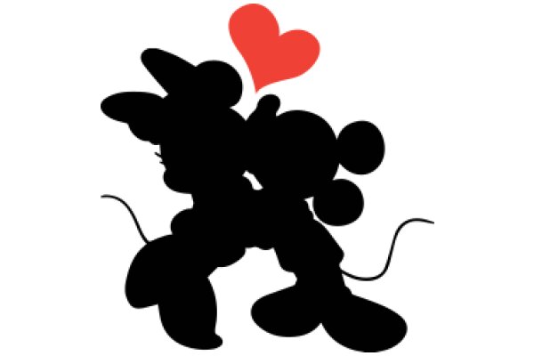 A Silhouette of Mickey Mouse with a Heart Above Him