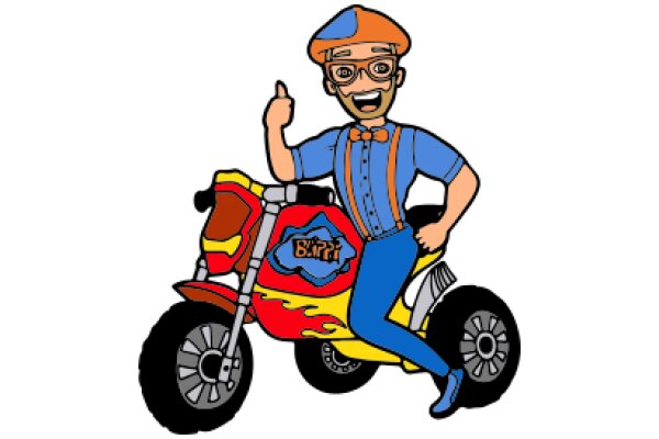 A Stylish Ride: A Cartoon Character on a Motorcycle