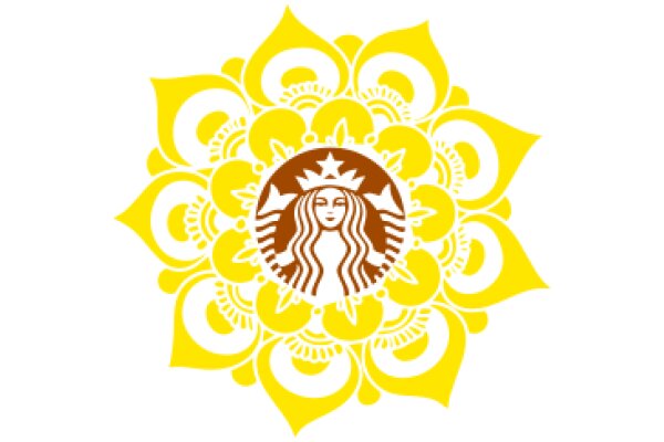 Stylized Starbucks Logo with Yellow and White Design Elements