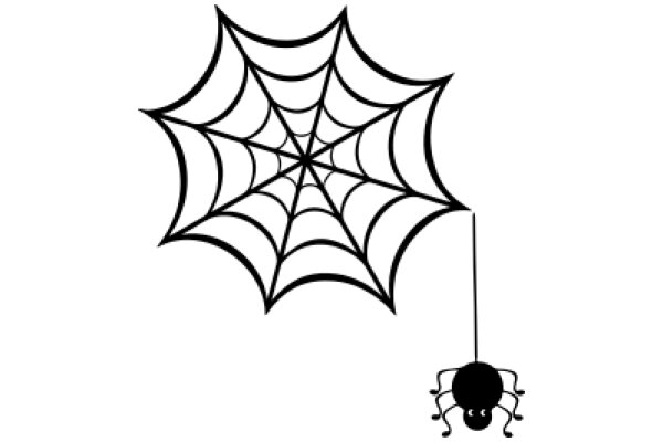 A Spooky Halloween Scene: A Spider Web and a Spider Hanging from It