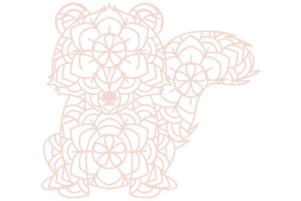 Stylized Floral Pattern with a Bear Silhouette