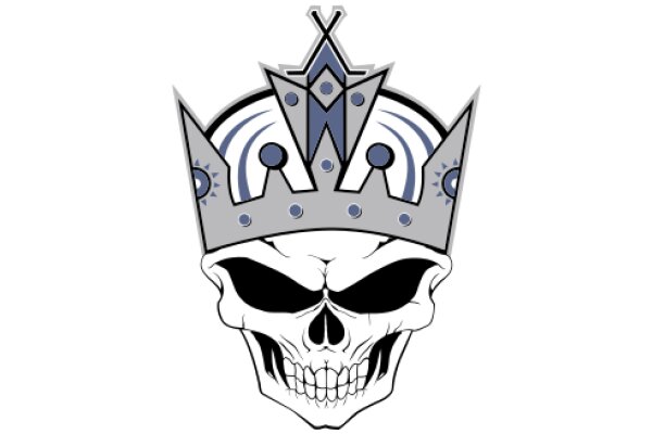 Stylized Skull with Crown and Sun Designs