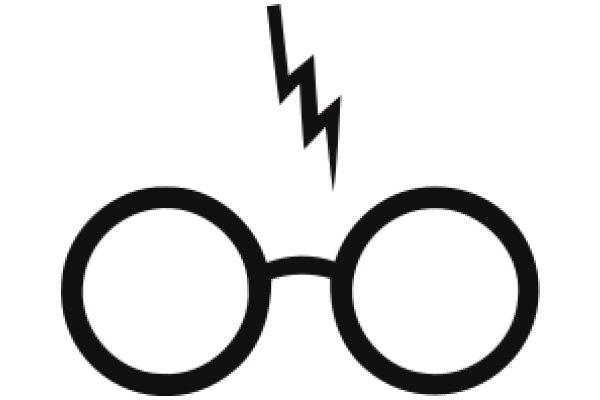 Stylized Icon of Eyeglasses with a Lightning Bolt