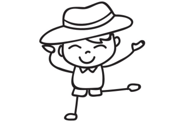 A Whimsical Illustration of a Character with a Hat and a Smile