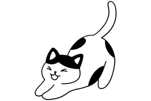 A Playful Illustration of a Cat with a Tail