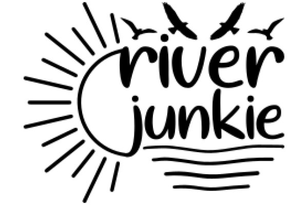 Stylized Logo of River Junkie with Sun and Birds