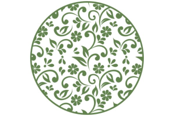 Aesthetic Floral Pattern on a Round Canvas