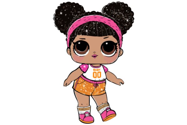 Stylish Anime Character with Pink Headband and Orange Shorts