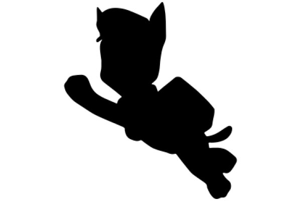 Silhouette of a Cat-like Character with a Backpack