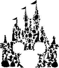 A Silhouette of a Castle Surrounded by a Variety of Silhouetted Characters