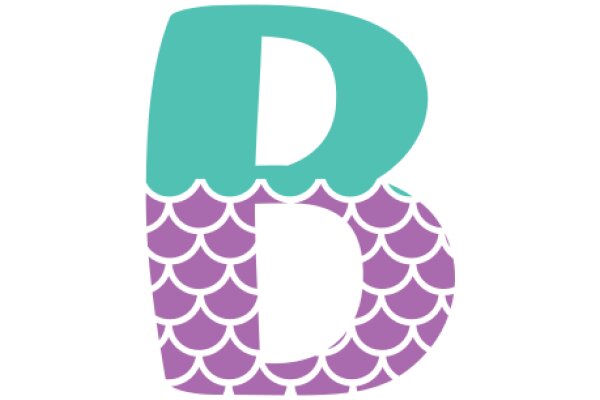 Stylized Letter B with a Purple Fish Design