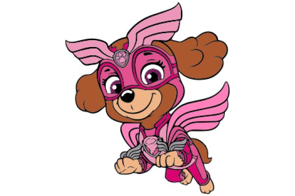 A Playful Pink and Brown Dog in a Superhero Costume