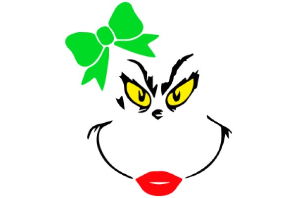 A Whimsical Character with a Green Bow and a Yellow Eye