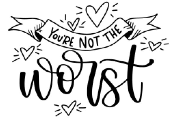 Hand-Drawn Sign: 'You're Not the Worst' with Heart Symbols