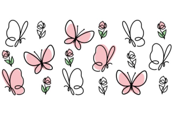 A Collection of Pink Butterflies and Flowers