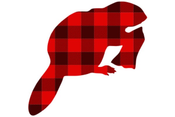 Stylized Red and Black Plaid Animal Silhouette