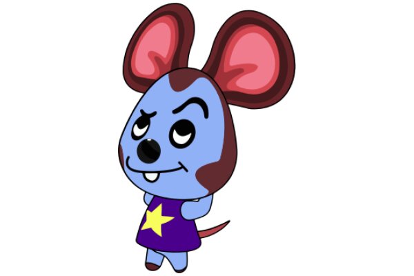 A Cute Cartoon Mouse with a Star Shirt and Big Ears