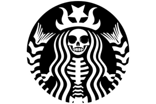 Stylized Starbucks Logo with a Skeleton Design