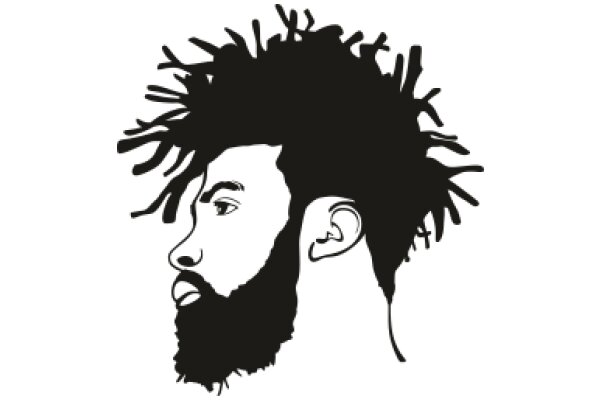 Stylized Portrait of a Man with a Beard and Afro Hairstyle