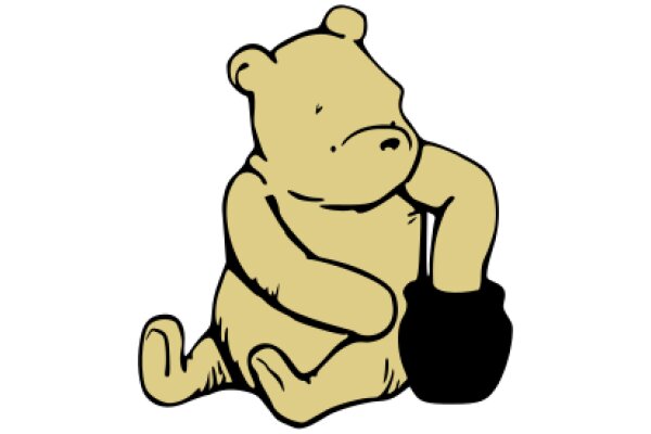 A Cute Cartoon of a Yellow Bear with a Black Glove