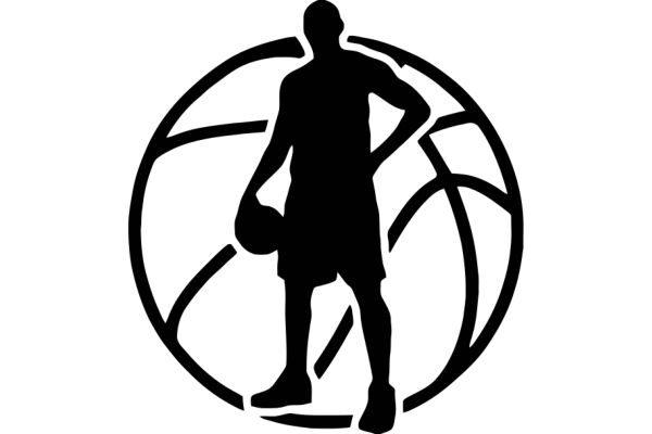 Silhouette of a Basketball Player with a Ball