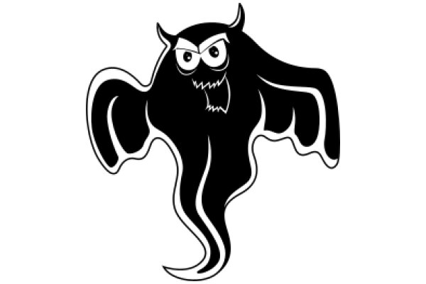 Stylized Illustration of a Monster with Horns and a Frown