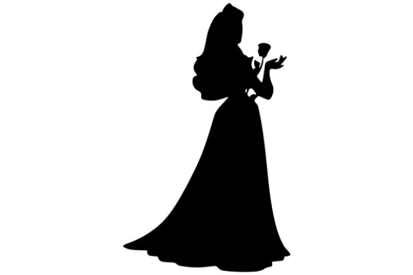 Silhouette of a Bride with a Rose