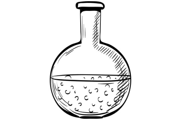 A Simple Line Drawing of a Glass Flask