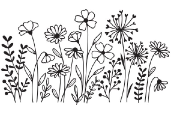 Floral Illustration: A Collection of Flowers and Plants