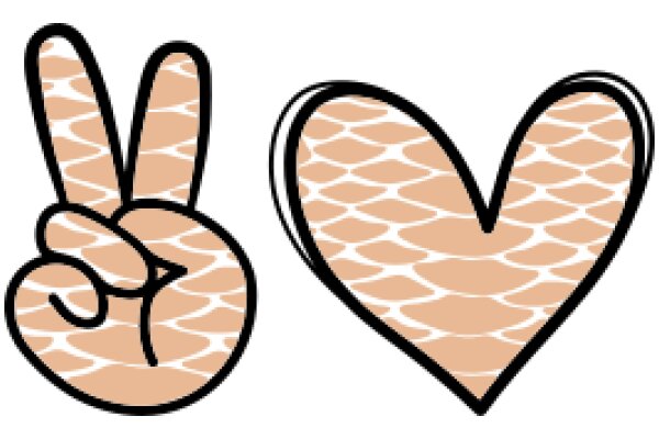 A Simple, Stylized Illustration of a Peace Sign and a Heart Shape