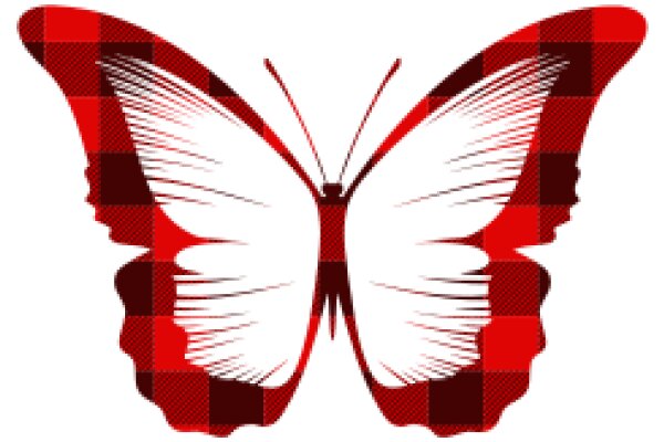 Vivid Red and White Butterfly with Checkered Pattern