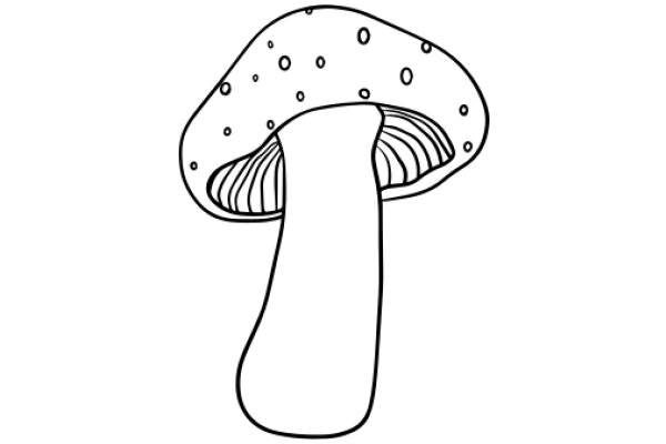 A Whimsical Line Drawing of a Mushroom