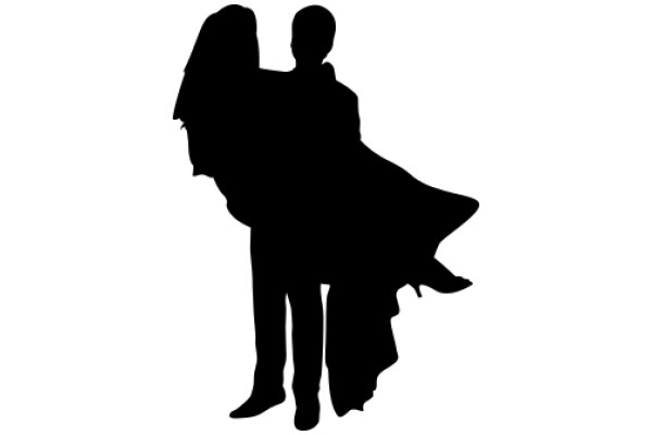 Silhouette of a Couple in a Silhouette of a Cloak