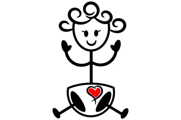 A Playful Cartoon of a Character with a Heart-Shaped Pocket