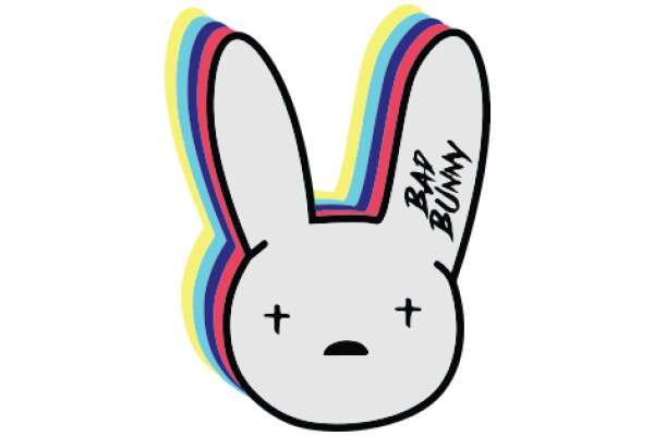 Vibrant Rainbow Bunny with a Cross on Its Head