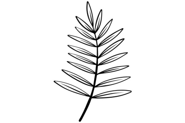 Simplistic Line Drawing of a Fern