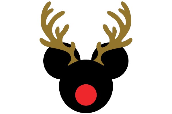 Stylized Reindeer Head with Red Nose