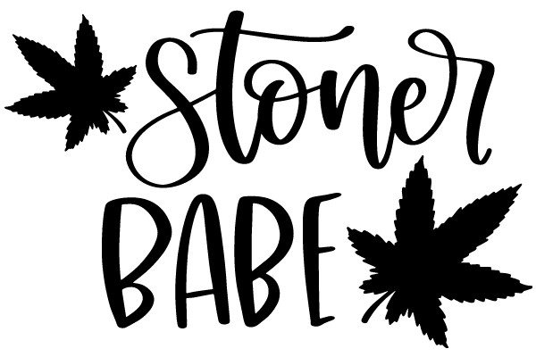 Stylish Graphic with the Words 'Stoner Babe' and Two Leaf Designs