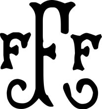 Stylized Black Letter 'F' with a Swirl Design